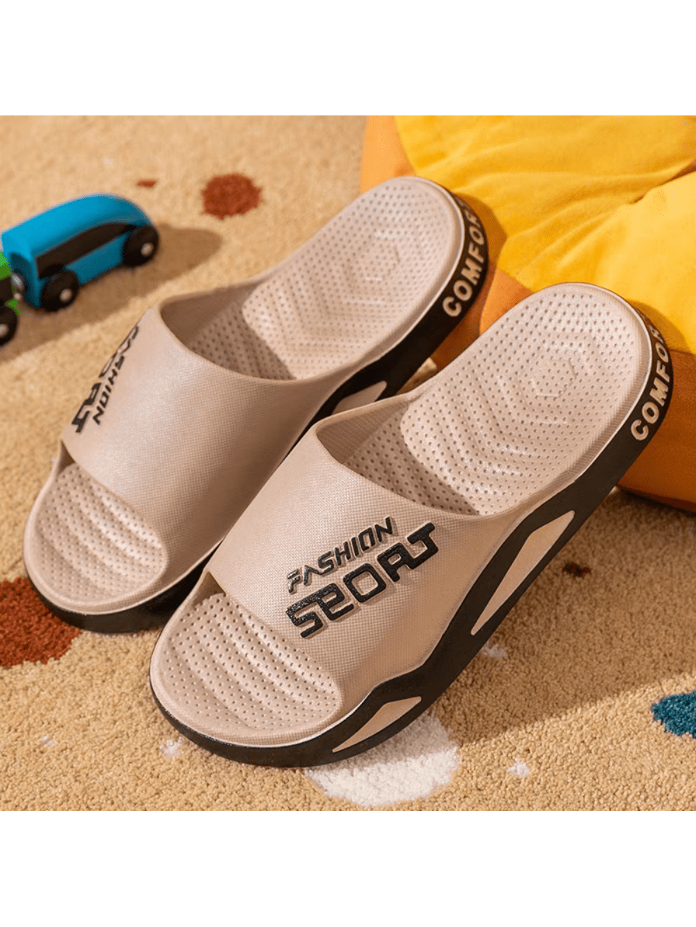 Men's Fashion Flip Flops Thick Sole Wear Resistant Breathable Non Slip Bath Slippers Casual Indoor Outdoor Summer Beach Sandals