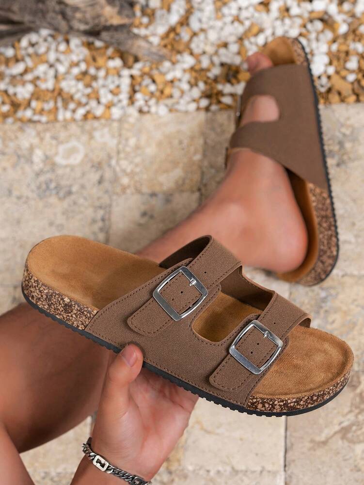 Men's Retro Open Toe Sandals Adjustable Strap Comfortable Walking Shoes Casual Indoor Outdoor Slippers Versatile Summer Fashion