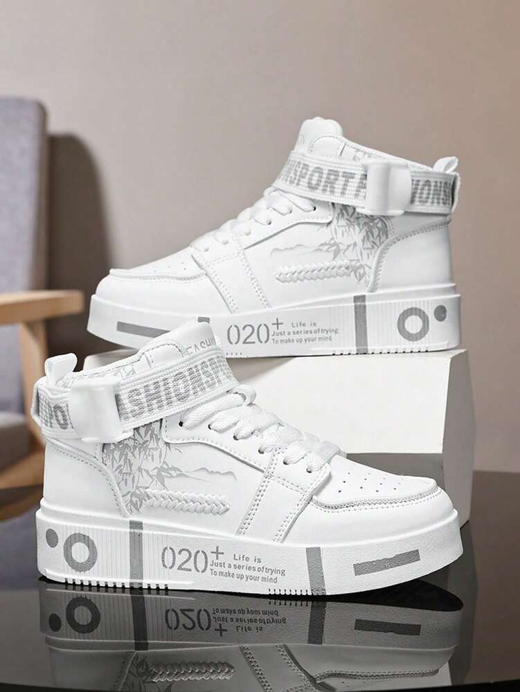 Men's High Top Casual Sneakers Comfortable Soft Sole Couple Shoes Random Print Fashion Trainers Gym Sports Shoes Student Gift 2025