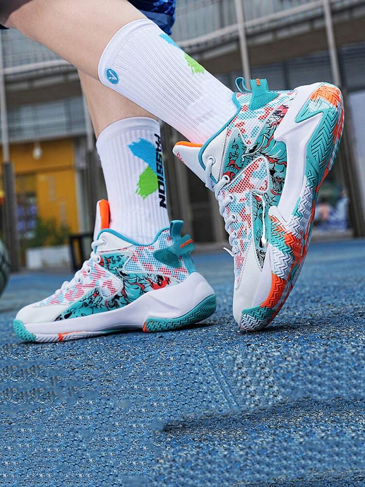 Men's Basketball Sneakers Fashion Breathable Athletic Shoes Comfortable Non Slip Casual Sports Footwear Teen Training Gym Shoes