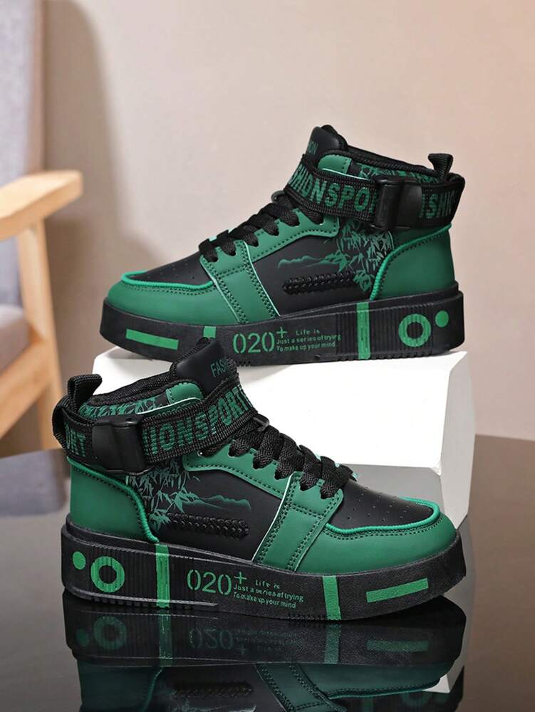 Men's High Top Casual Sneakers Comfortable Soft Sole Couple Shoes Random Print Fashion Trainers Gym Sports Shoes Student Gift 2025