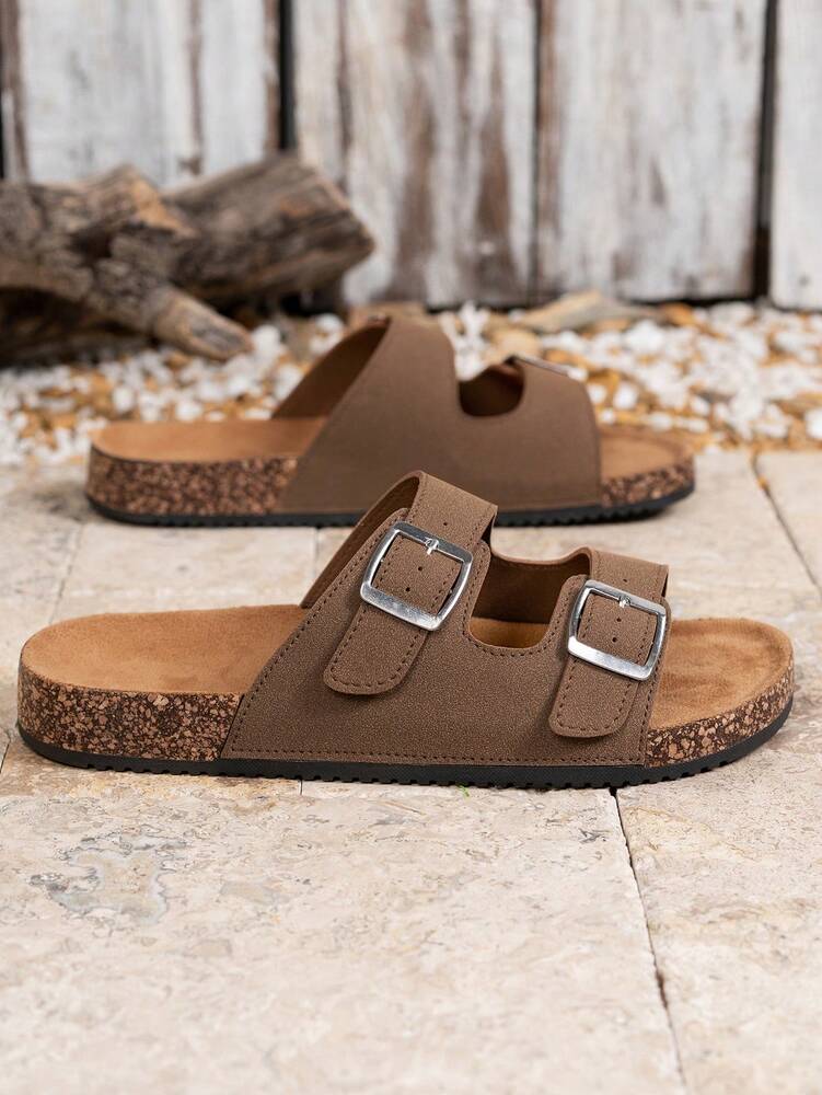 Men's Retro Open Toe Sandals Adjustable Strap Comfortable Walking Shoes Casual Indoor Outdoor Slippers Versatile Summer Fashion