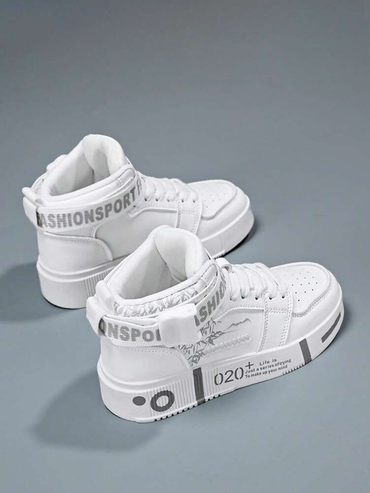 Men's High Top Casual Sneakers Comfortable Soft Sole Couple Shoes Random Print Fashion Trainers Gym Sports Shoes Student Gift 2025